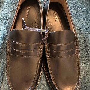 Piombo Black Leather Penny Slip-On Loafers